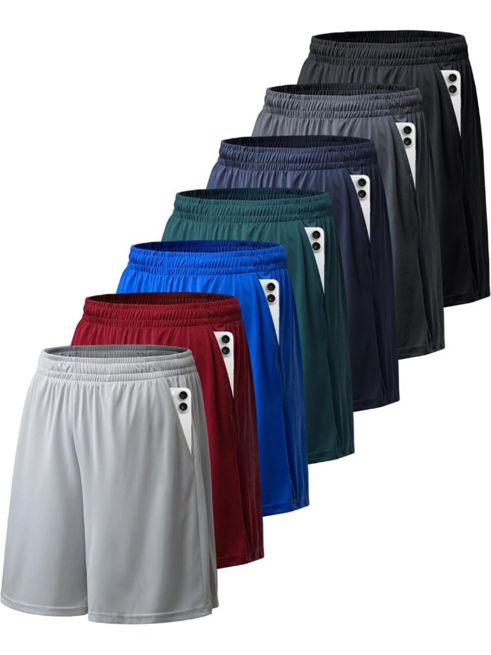 7 Pack Men's Athletic Basketball Shorts with Pockets for Gym & Workout